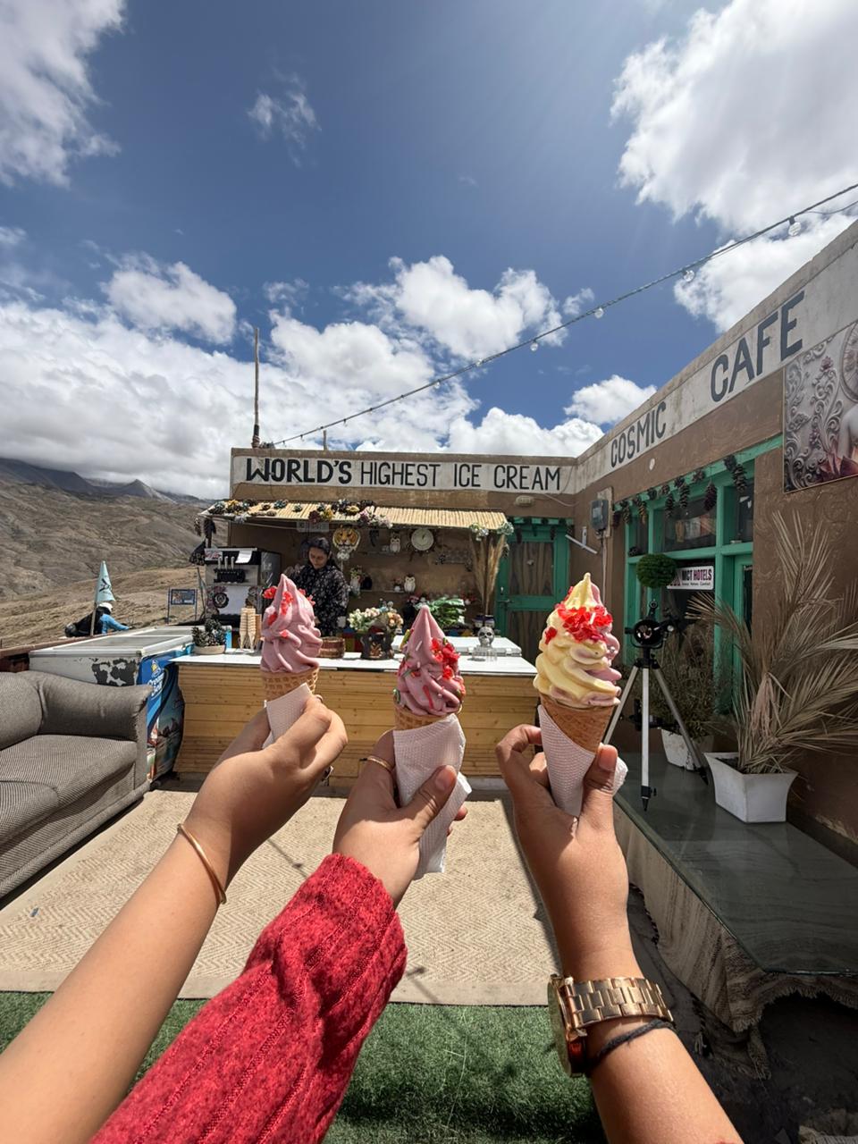 World's highest ice cream at Hikkim — Spiti