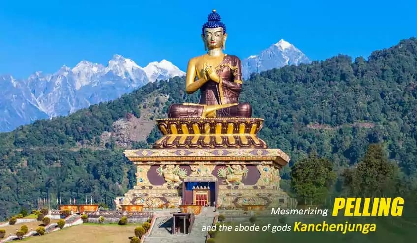 Buddha Park, Pelling with Kanchenjunga behind