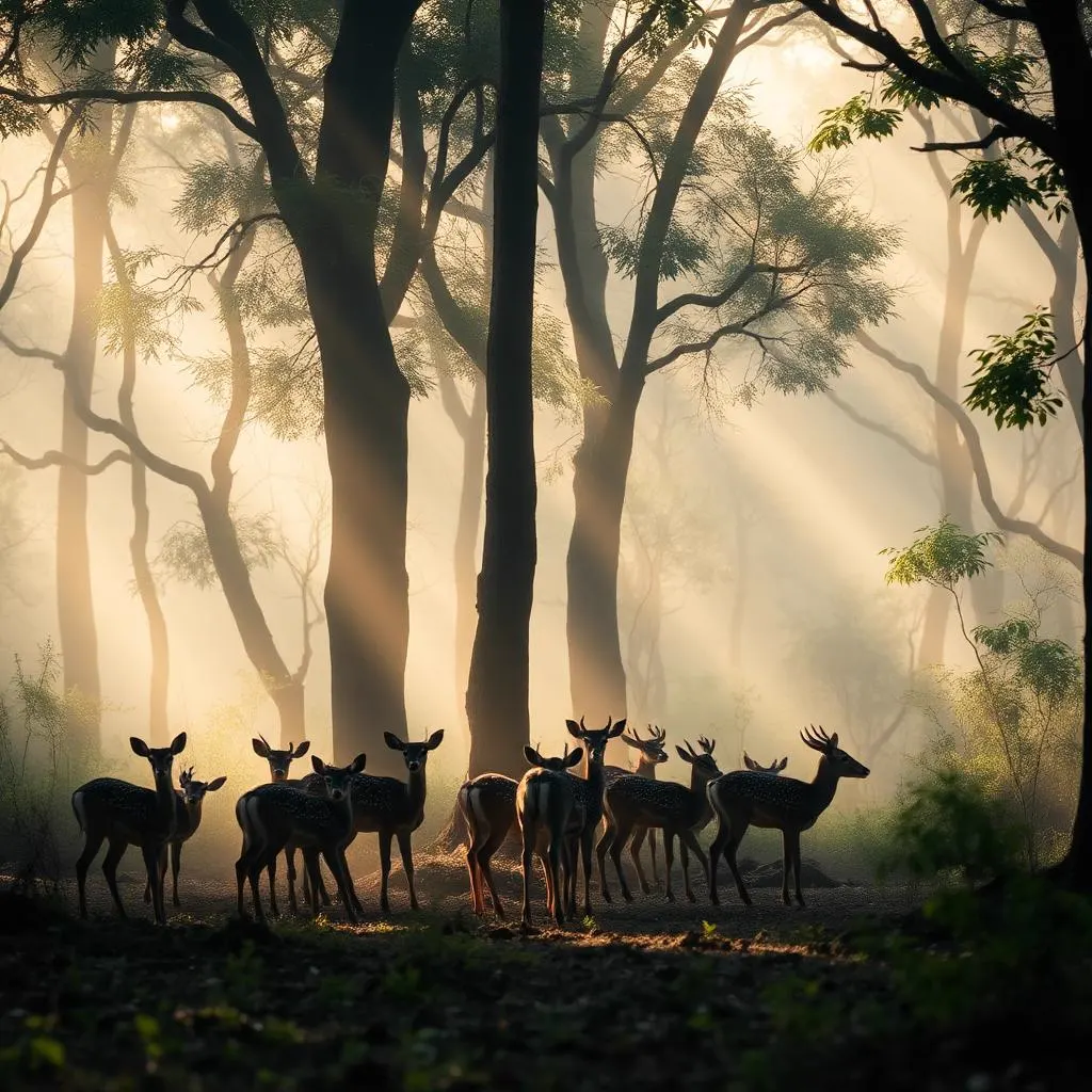 Spotted deer in the forest